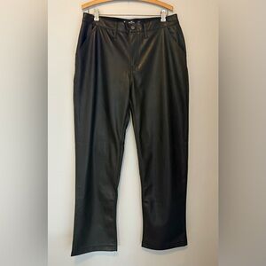Hollister Ultra High Rise Black Faux Leather Straight Leg Pants Size 32